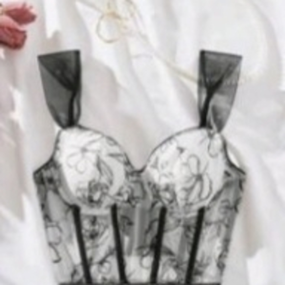 SHEIN Black Floral Mesh Bra